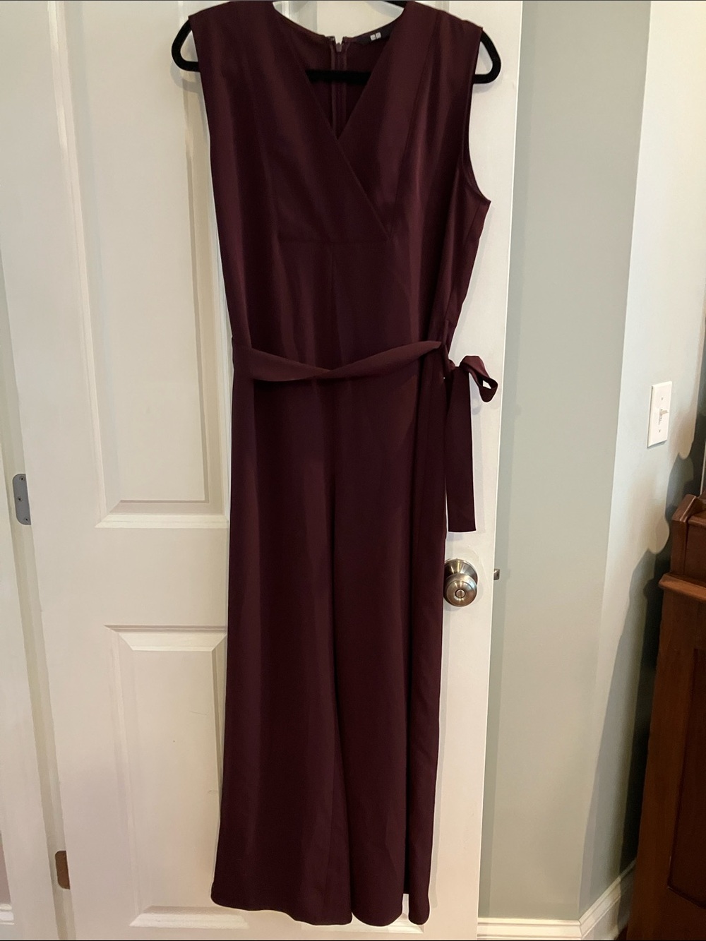 Sleeveless Wrap Jumpsuit in Deep Burgundy/mulberry